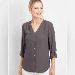 Banana Republic Charcoal Button-Up Blouse